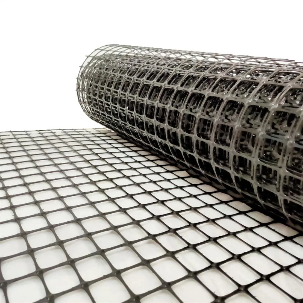 La cuesta del suelo de la fábrica ISO empareda rejilla negra de la grava de Geogrid 50-50kn del poliéster de alta resistencia del refuerzo