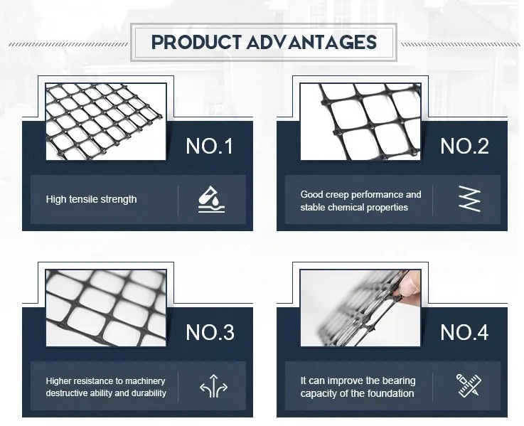 Material biaxial plástico anti de la construcción de carreteras del resbalón 30kn PP Geogrid 1