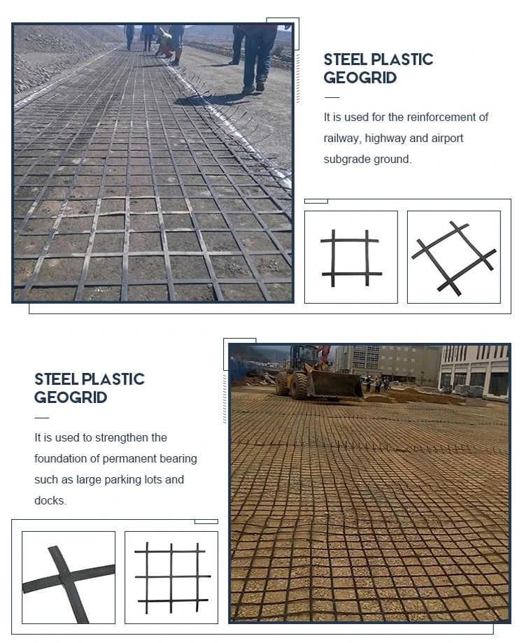Rejilla geográfica de plástico de acero para subgrado de superficie de grava estabilizada y red de refuerzo 3