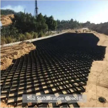 HDPE negro perforado con textura de pendiente estable geocell geocell geocel para ingeniería civil 3