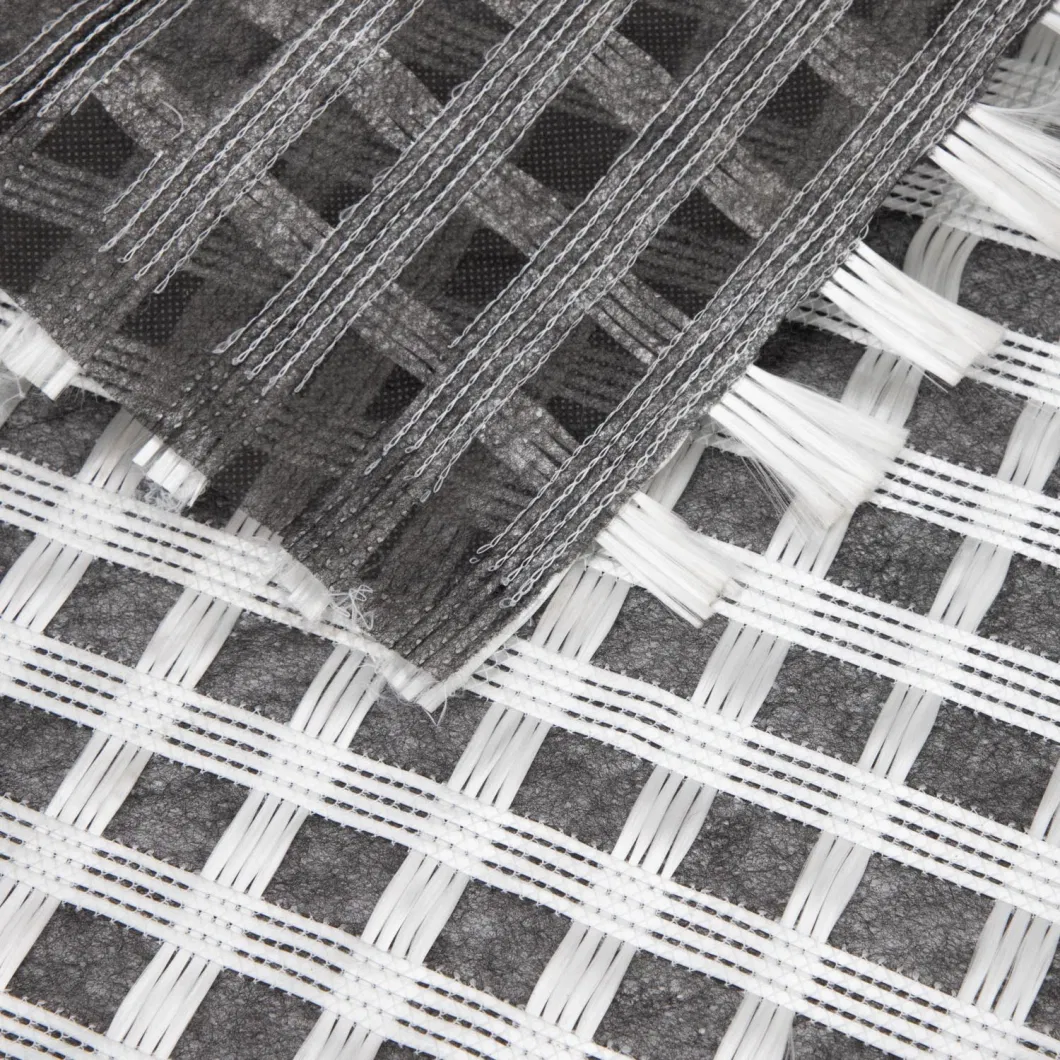 Geogrid de fibra de vidrio biaxial compuesta con geotextil no tejido para refuerzo del suelo/material de construcción vial Geocompos 2