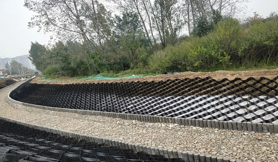 Sistema de material de rejilla de grava de HDPE Geocella texturizada de entrada para el refuerzo de carreteras Pavimentación de redes de hierba 12