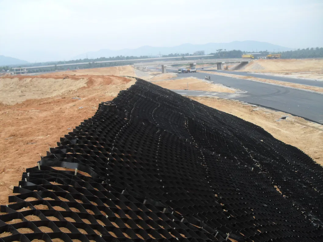 Sistema de material de rejilla de grava de HDPE Geocella texturizada de entrada para el refuerzo de carreteras Pavimentación de redes de hierba 13