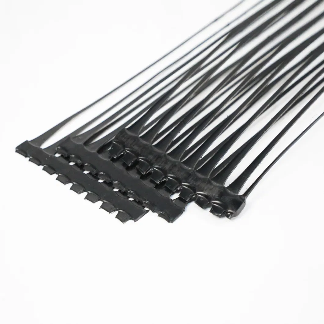 Rejilla de tierra de plástico uniaxial de poliéster Rejilla de tierra de grava uniaxial para el sótano de la entrada 4