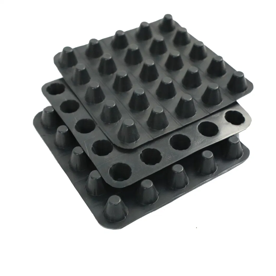 Proyecto de verde de membrana de drenaje con hoyuelos PVC placa de drenaje con hoyuelos perforada trabajo de suelo solución de agua solución de agua 7