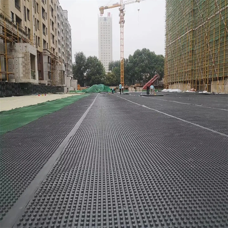 Proyecto de verde de membrana de drenaje con hoyuelos PVC placa de drenaje con hoyuelos perforada trabajo de suelo solución de agua solución de agua 14