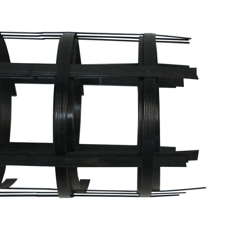 Geotextil biaxial de alta resistencia Geogrid del ANIMAL DOMÉSTICO del poliéster para las plataformas de base del camino los 50kn/M-50kn/M