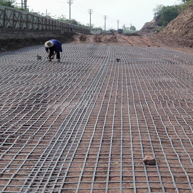 Geogrid de plástico de acero de 80kn con resistencia al ácido y alcalino para protección de pendientes