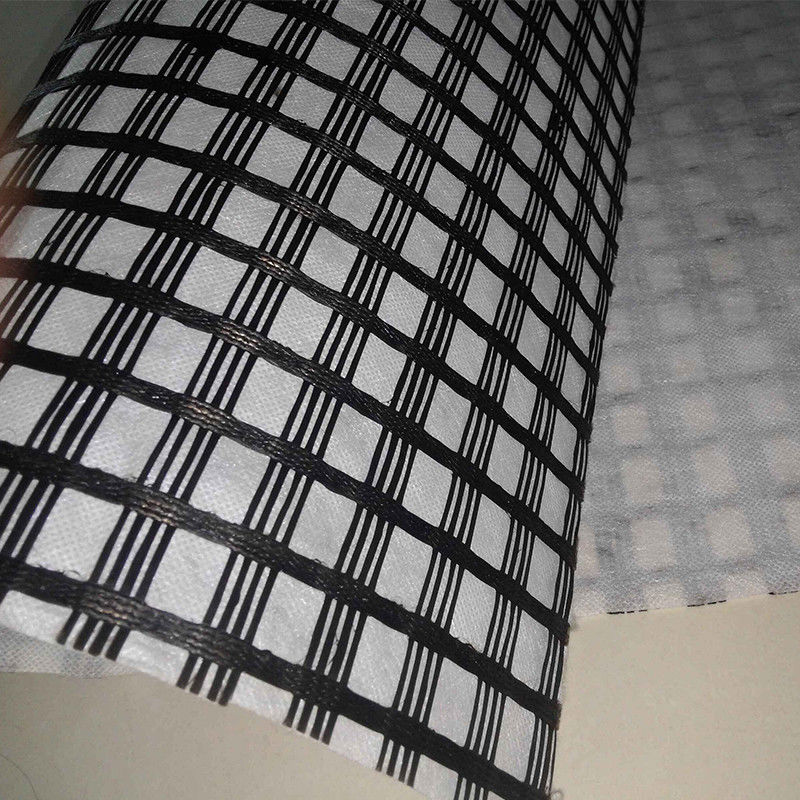 Geogrid de fibra de vidrio biaxial compuesta con geotextil no tejido para refuerzo del suelo/material de construcción vial Geocompos