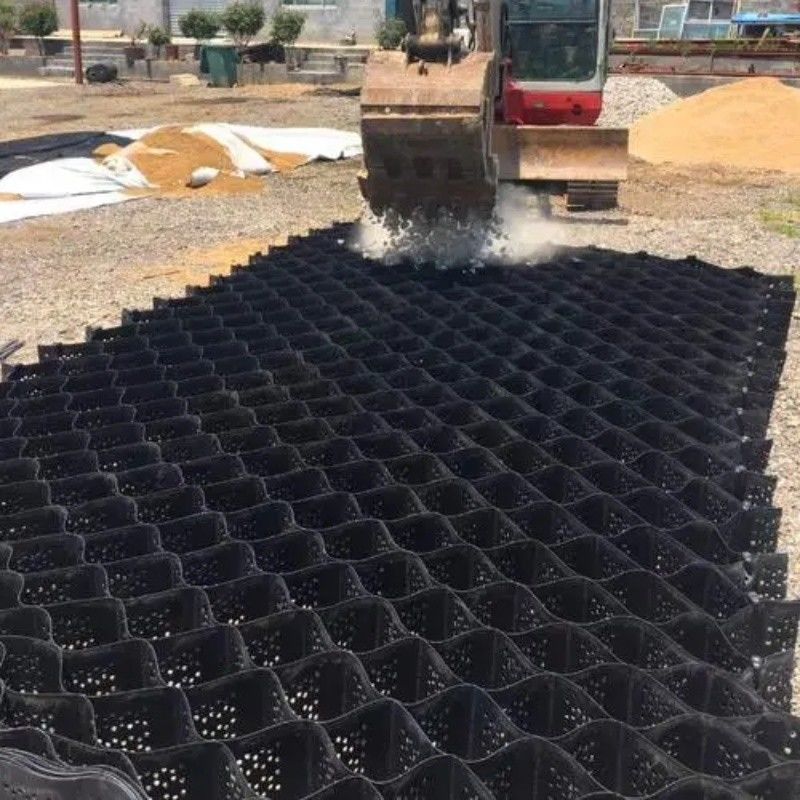 Carretera de acoplamiento de geocell de acoplamiento negro HDPE para carreteras estabilizador de grava pared de apoyo
