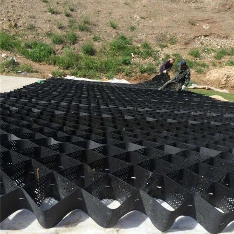 Carretera de acoplamiento de geocell de acoplamiento negro HDPE para carreteras estabilizador de grava pared de apoyo