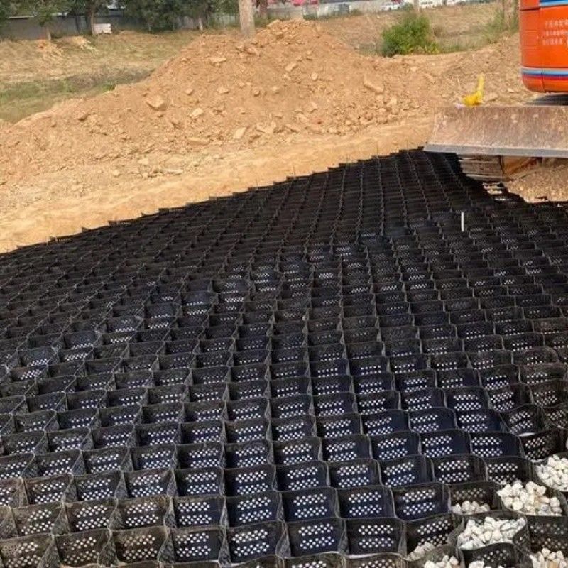 Carretera de acoplamiento de geocell de acoplamiento negro HDPE para carreteras estabilizador de grava pared de apoyo