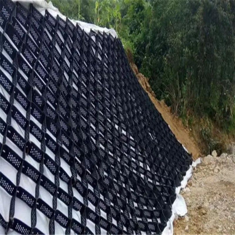 Carretera de acoplamiento de geocell de acoplamiento negro HDPE para carreteras estabilizador de grava pared de apoyo