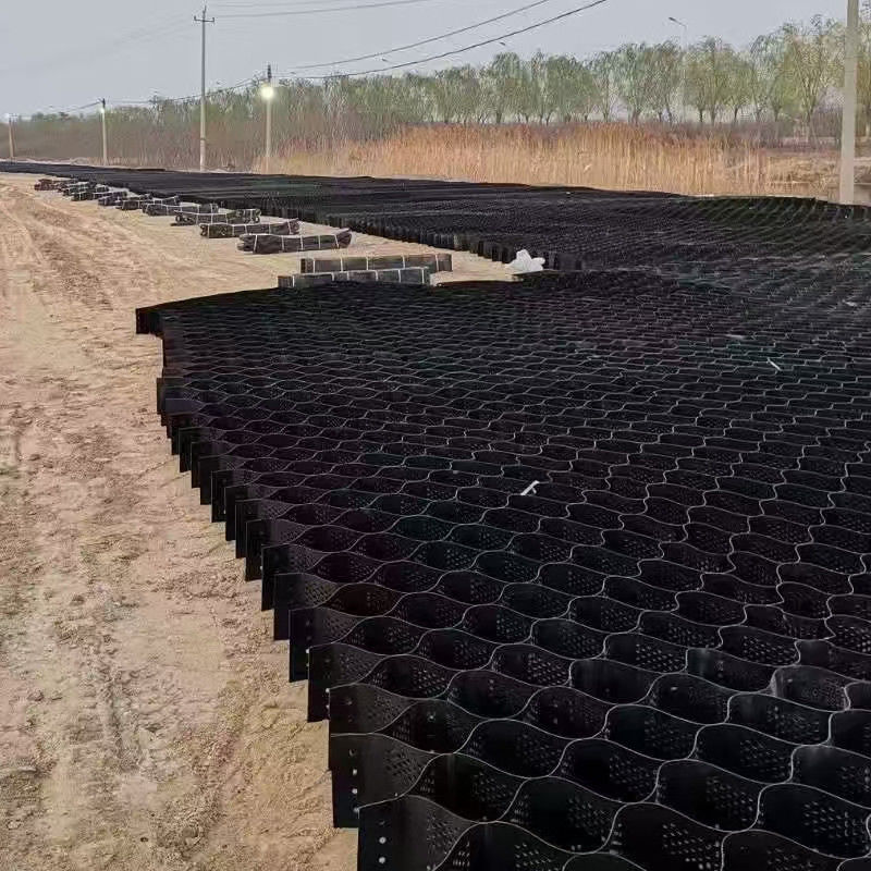 Sistema de confinamiento con alta textura de celda Honeycomb Geocell HDPE para la carretera Fundación Protección de pendientes Parking Parking Driveway Pared de contención