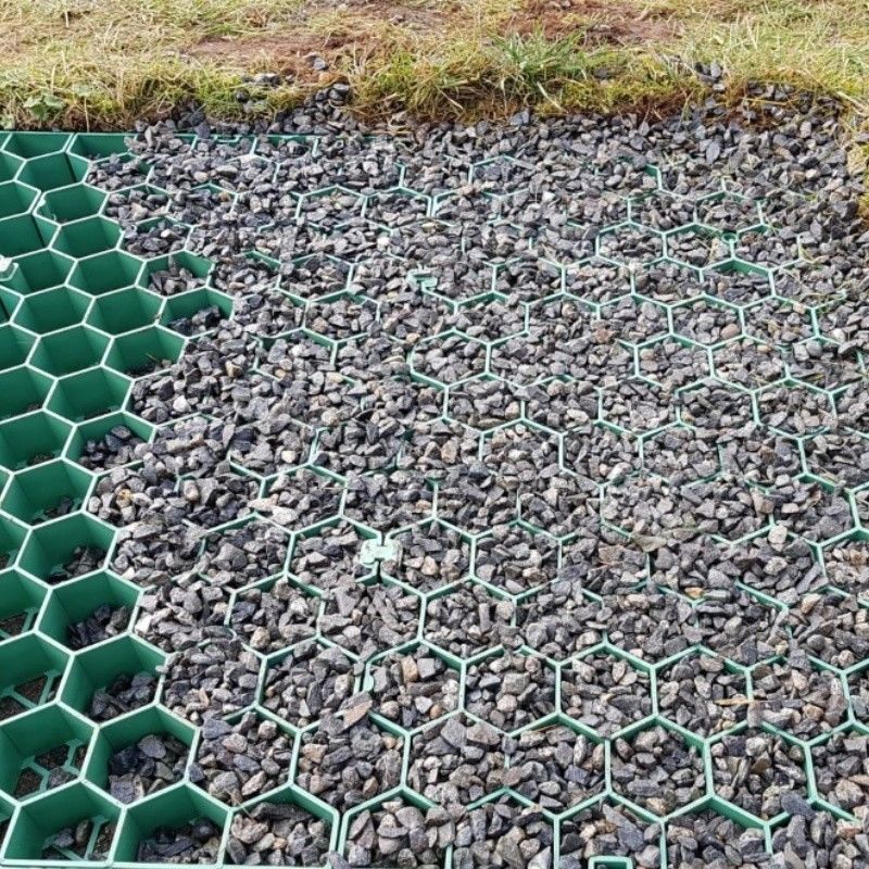 Pavimentadores de césped permeables con cuadrícula de grava de trabajo pesado Pavimentadores de césped con cuadrícula de plástico HDPE para calzada