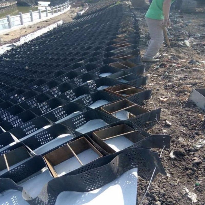 250mm 75mm 100mm 150mm Hdpe Geocell de alta textura HDPE Rejilla de grava de honeycomb de plástico Geocell Precio directo de fábrica