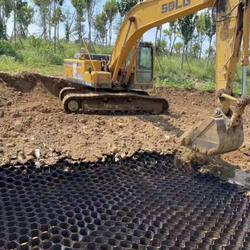 Sistema de confinamiento celular texturizado con agujeros de alto nivel panal de miel HDPE Geocell para la carretera Fundación Protección de pendientes Parking Parque de estacionamiento entrada Pared de contención