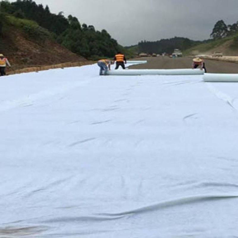 Blanco Negro No tejido aguja perforada geotextil PET PP para carretera carretera ferrocarril
