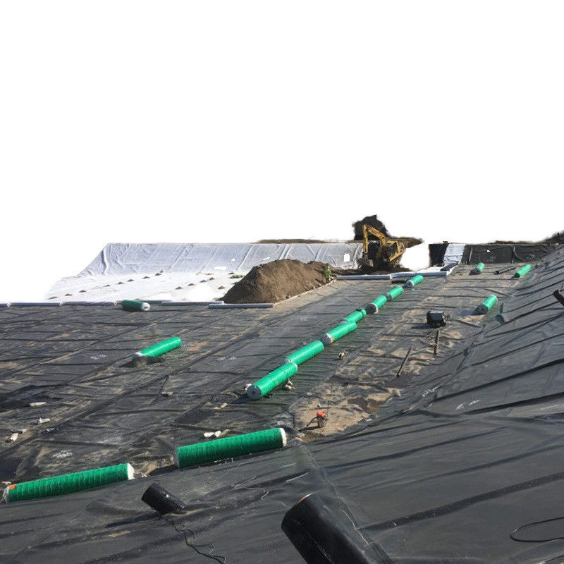 Geomembranas de polietileno de alta densidad (HDPE) revestimientos negros resistentes a los rayos UV revestimiento de estanque de polietileno para contención de vertederos 1,5 mm espesor Geomembrana 500N resistencia a la tracción
