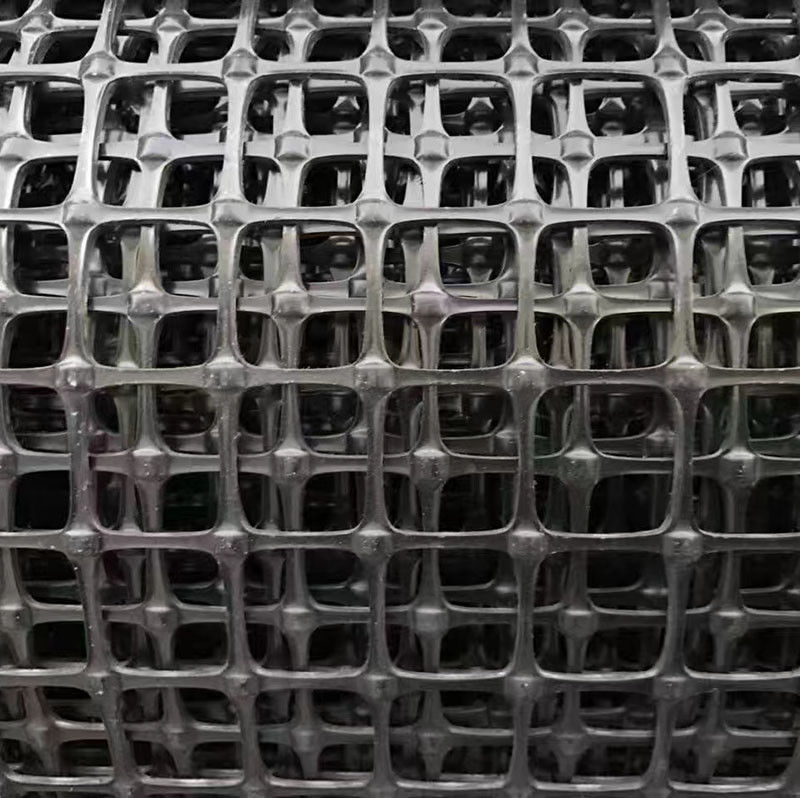 Geogrid de plástico biaxial para el refuerzo del suelo, alta resistencia a la tracción PP/PET,Balck 30kN/m, malla de estabilización de la base de la carretera