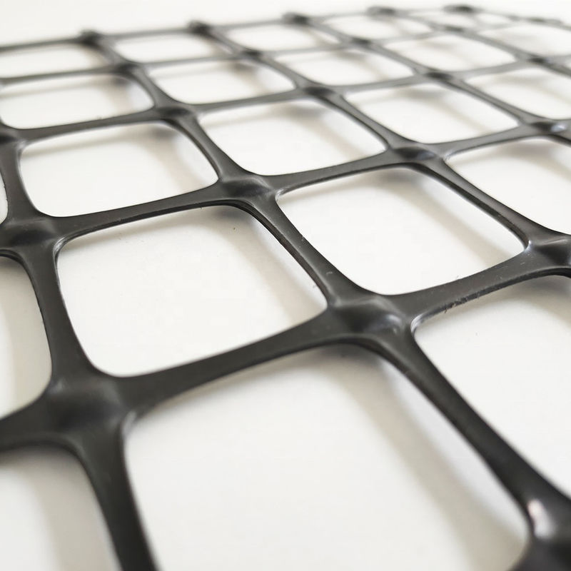 Geogrid de plástico biaxial para el refuerzo del suelo, alta resistencia a la tracción PP/PET,Balck 30kN/m, malla de estabilización de la base de la carretera