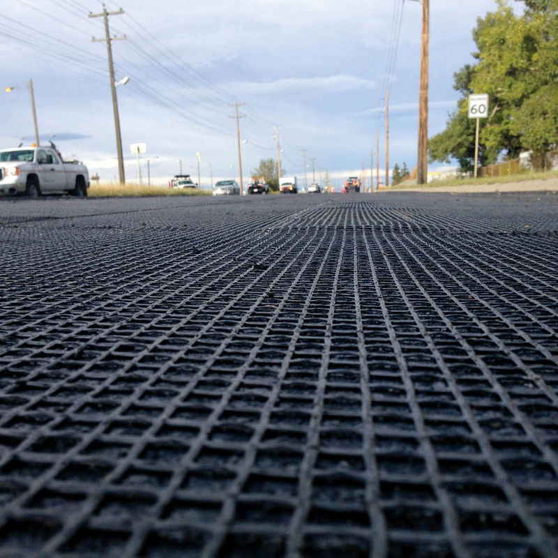 Geogrid de plástico biaxial para el refuerzo del suelo, alta resistencia a la tracción PP/PET,Balck 30kN/m, malla de estabilización de la base de la carretera