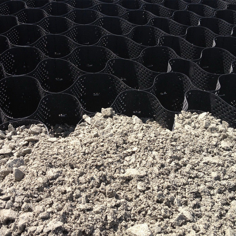 Geocell de plástico HDPE con cuadrícula pavimentada negro Geocell de HDPE para refuerzo de sótano blando Estabilizador de grava de bajo costo Geocell en la construcción de carreteras