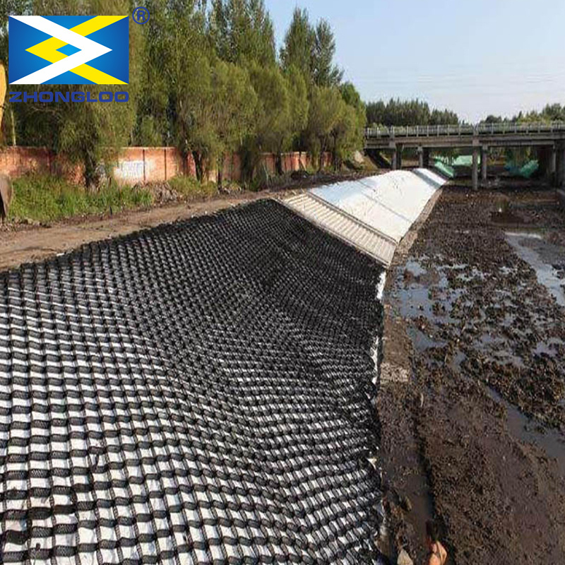 Alta resistencia a la tracción malla de plástico biaxial 30kN/m Negro PP/PET Geogrid para el refuerzo del suelo y la estabilización de la base de la carretera