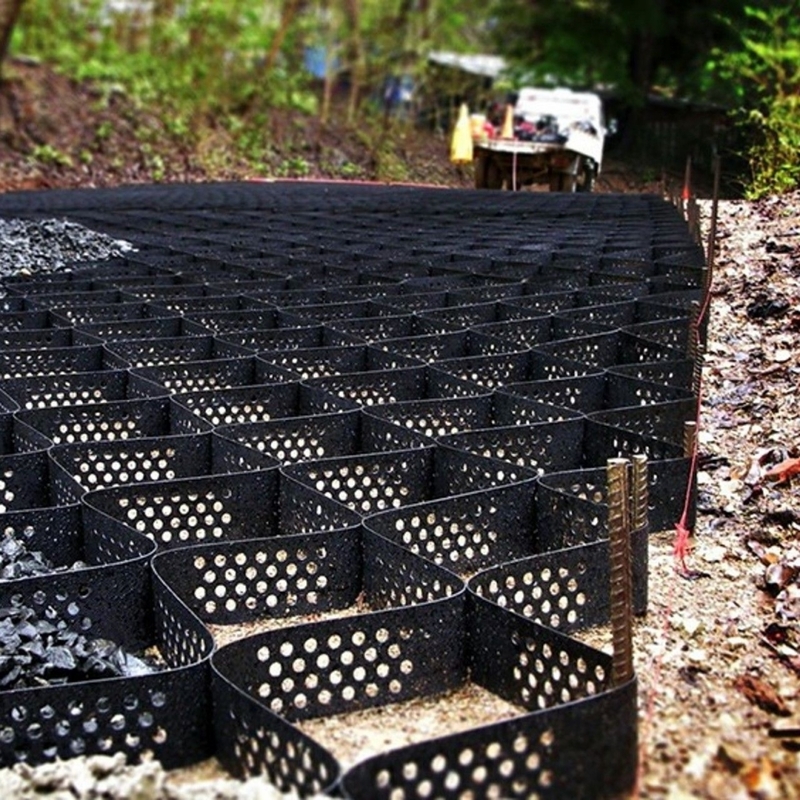 Geocell de alta celda de contención de sistema de texturas con agujeros HDPE Honeycomb Geocell de HDPE para la protección de la pendiente de la base de la carretera
