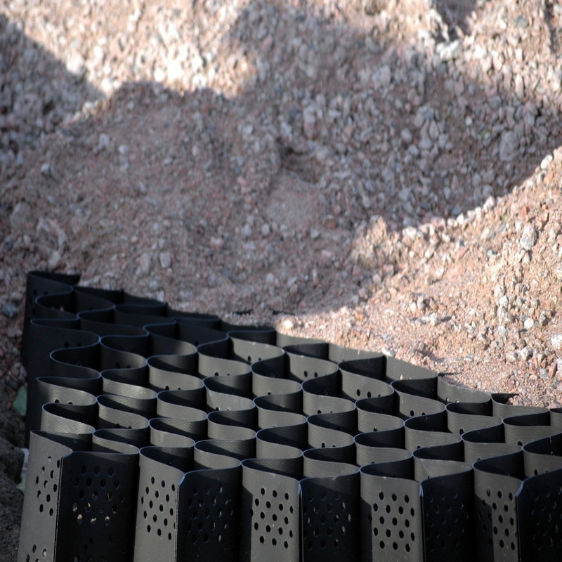 Geocell de alta celda de contención de sistema de texturas con agujeros HDPE Honeycomb Geocell de HDPE para la protección de la pendiente de la base de la carretera