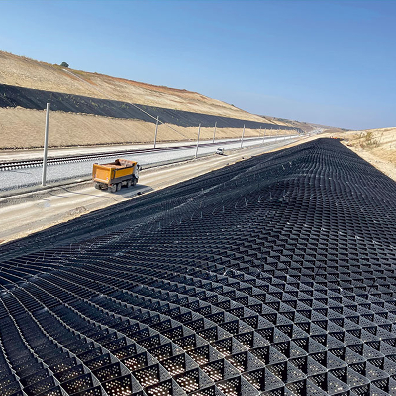 Geocelda HDPE de plástico para carretera estándar ASTM, grava, panal de abeja, para refuerzo de muro de contención, protección de taludes, calzada, control de erosión