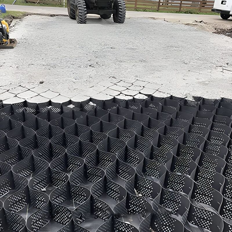 Geocelda de HDPE para grava de entrada de plástico, control de suelo con geocelda de HDPE en carretera para refuerzo de carreteras, protección de taludes, control de erosión, grava, autopista